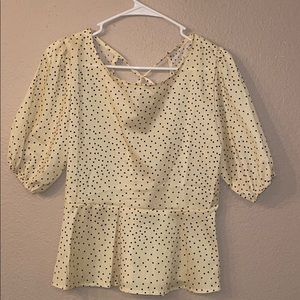 Yellow and Black Polka Dot Blouse